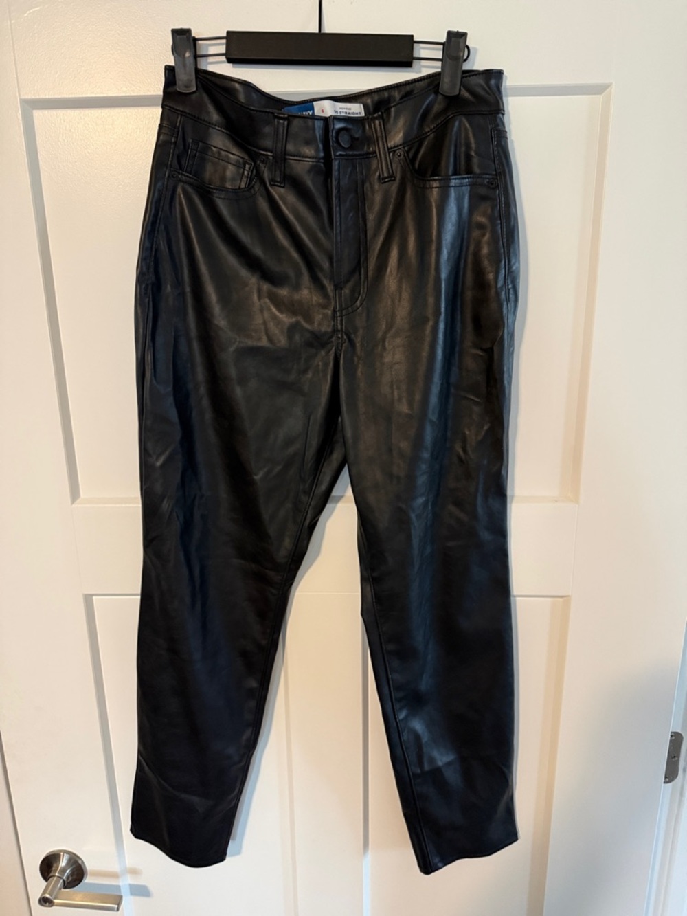 Old Navy Black Faux Leather Straight-Leg Pants